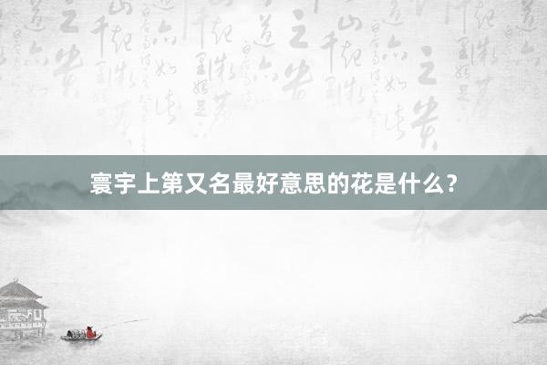 寰宇上第又名最好意思的花是什么？